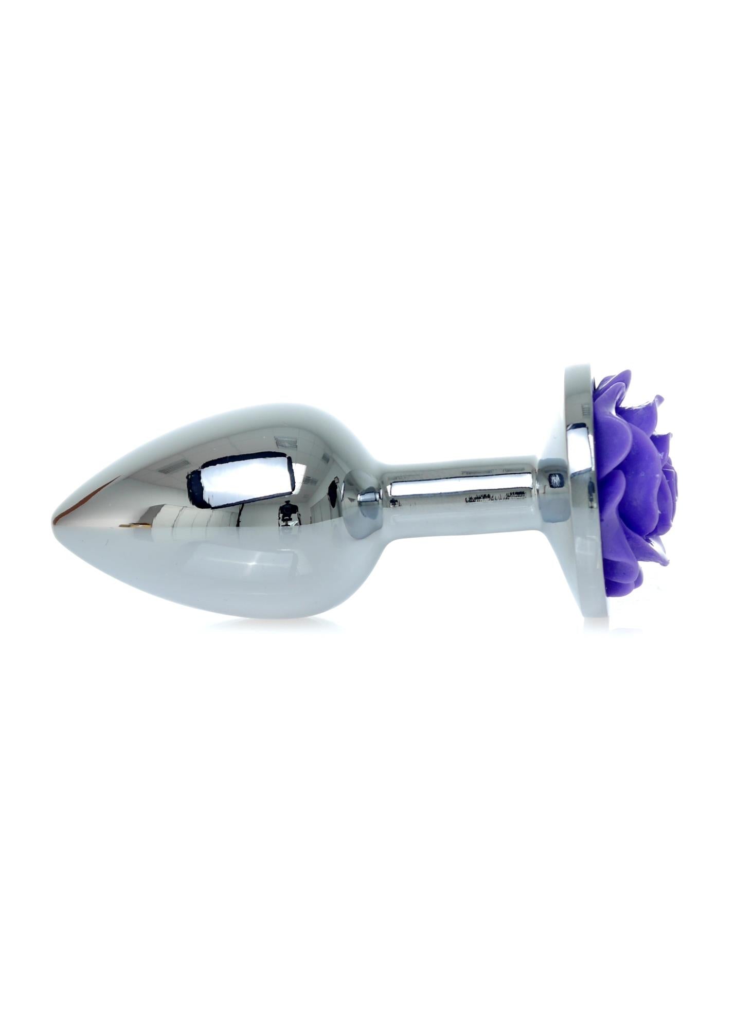 4-Stalowy korek analny plug z różą fioletową-4