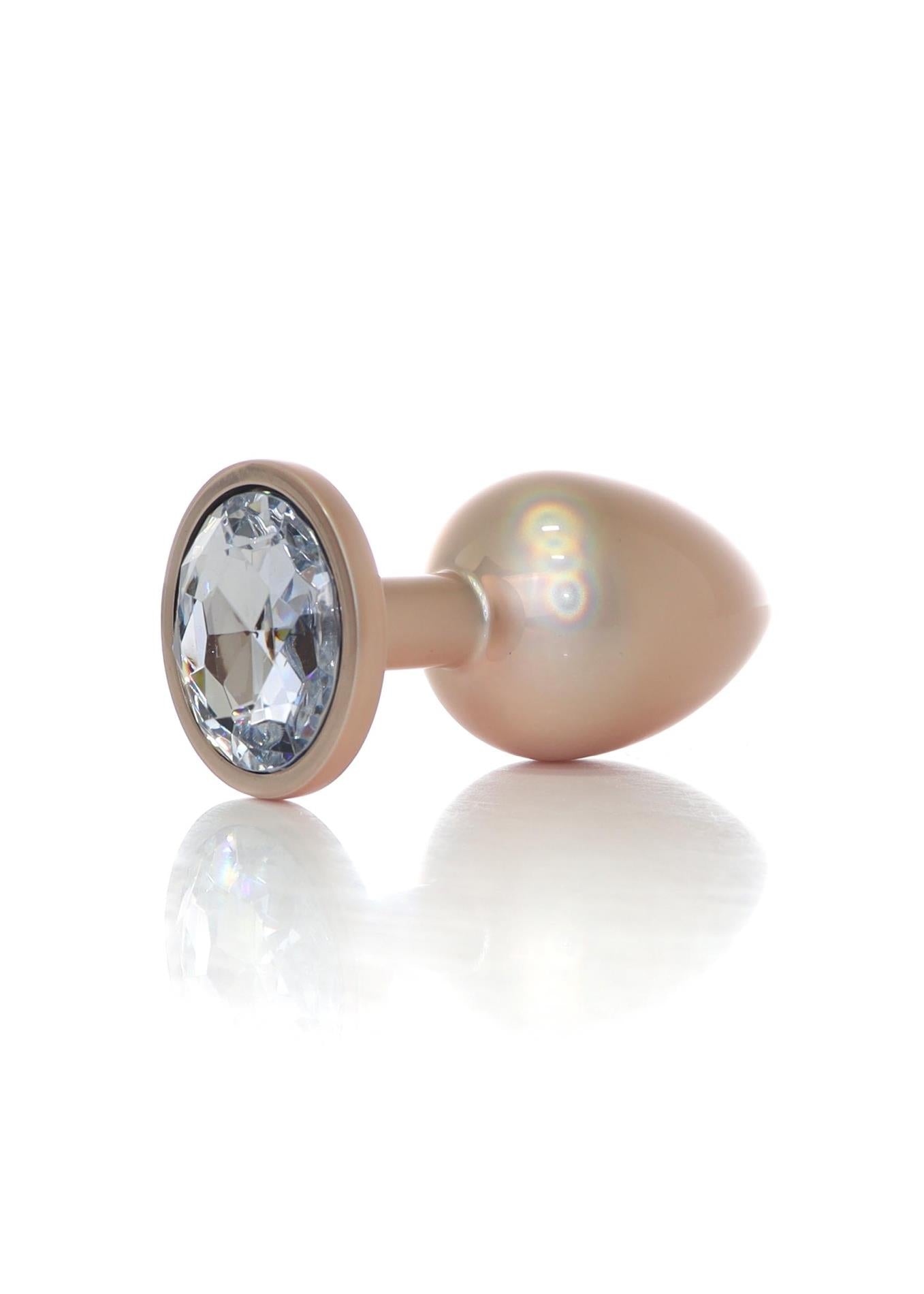 1-Plug-Jewellery Pearl Gold PLUG- Clear L-1