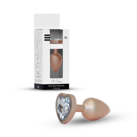 1-Plug-Jewellery Pearl Gold Heart PLUG- Clear S-1