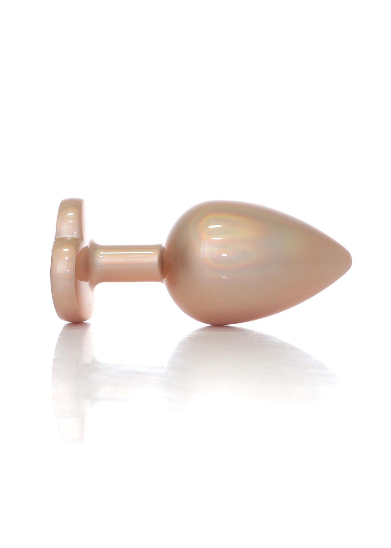 2-Plug-Jewellery Pearl Gold Heart PLUG- Clear L-2