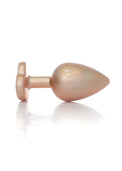 2-Plug-Jewellery Pearl Gold Heart PLUG- Clear L-2