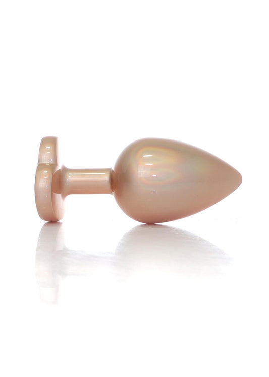 2-Plug-Jewellery Pearl Gold Heart PLUG- Clear L-2