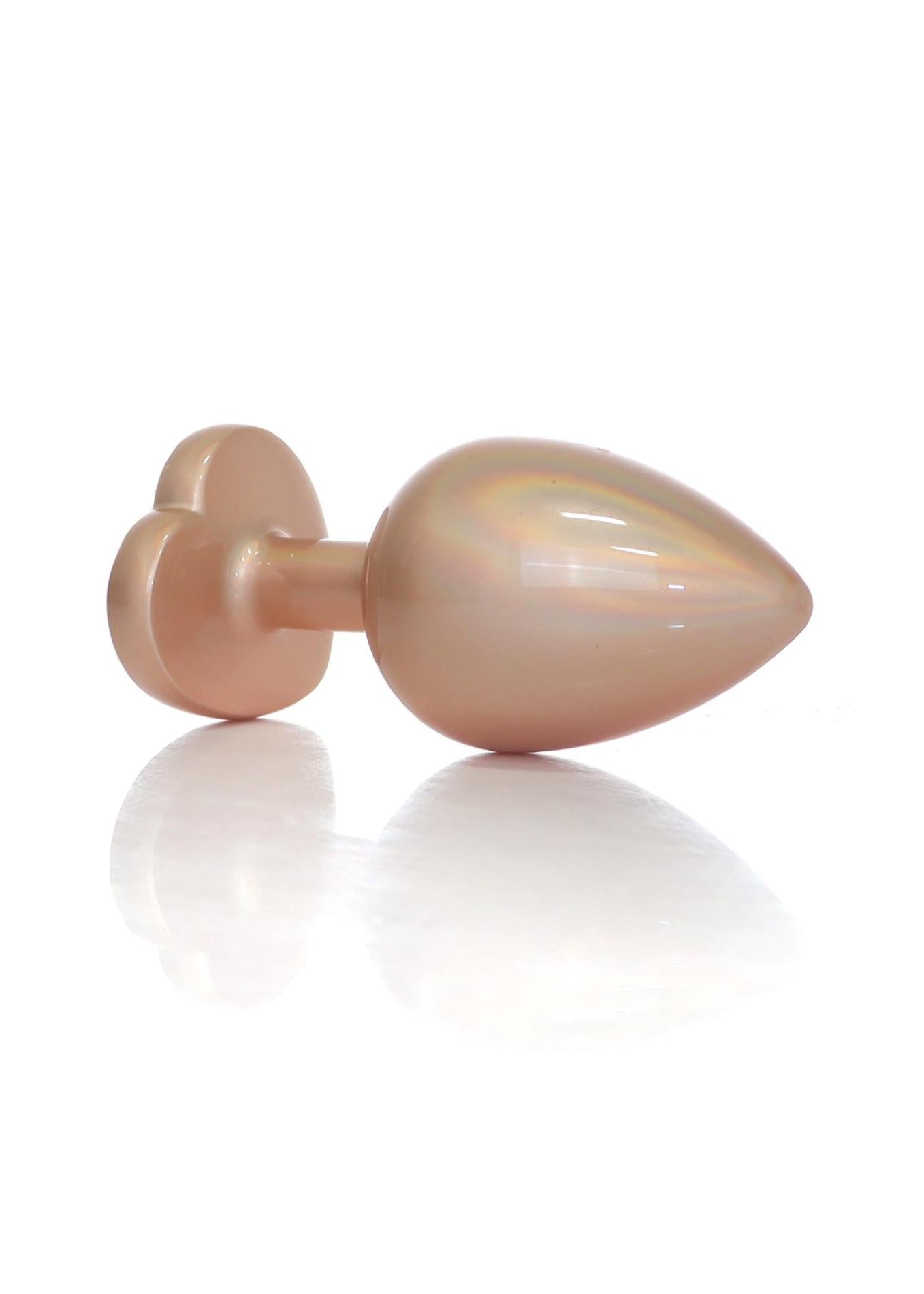 3-Plug-Jewellery Pearl Gold Heart PLUG- Clear L-3