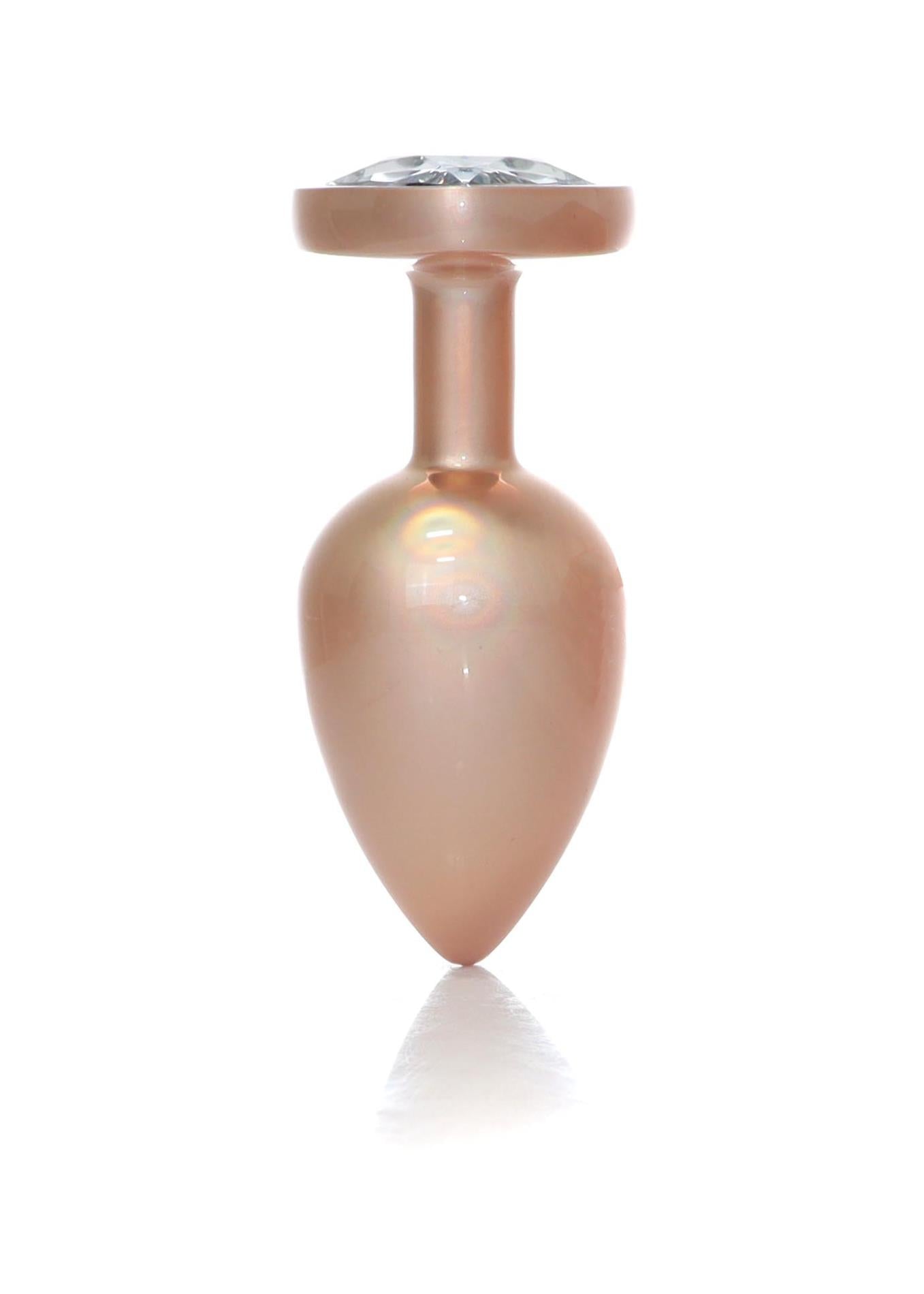 5-Plug-Jewellery Pearl Gold Heart PLUG- Clear L-5