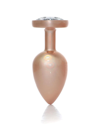 5-Plug-Jewellery Pearl Gold Heart PLUG- Clear L-5