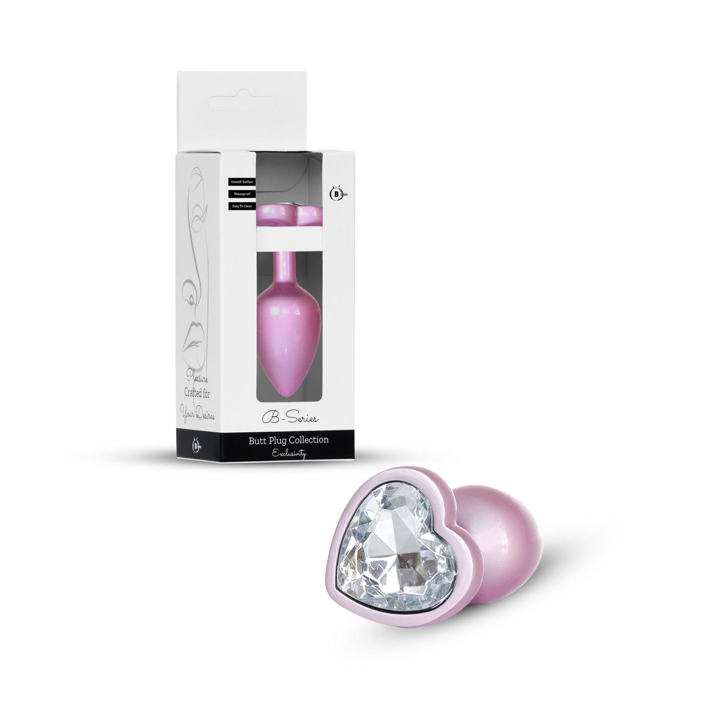 1-Plug-Jewellery Pearl Pink Heart PLUG- Clear S-1