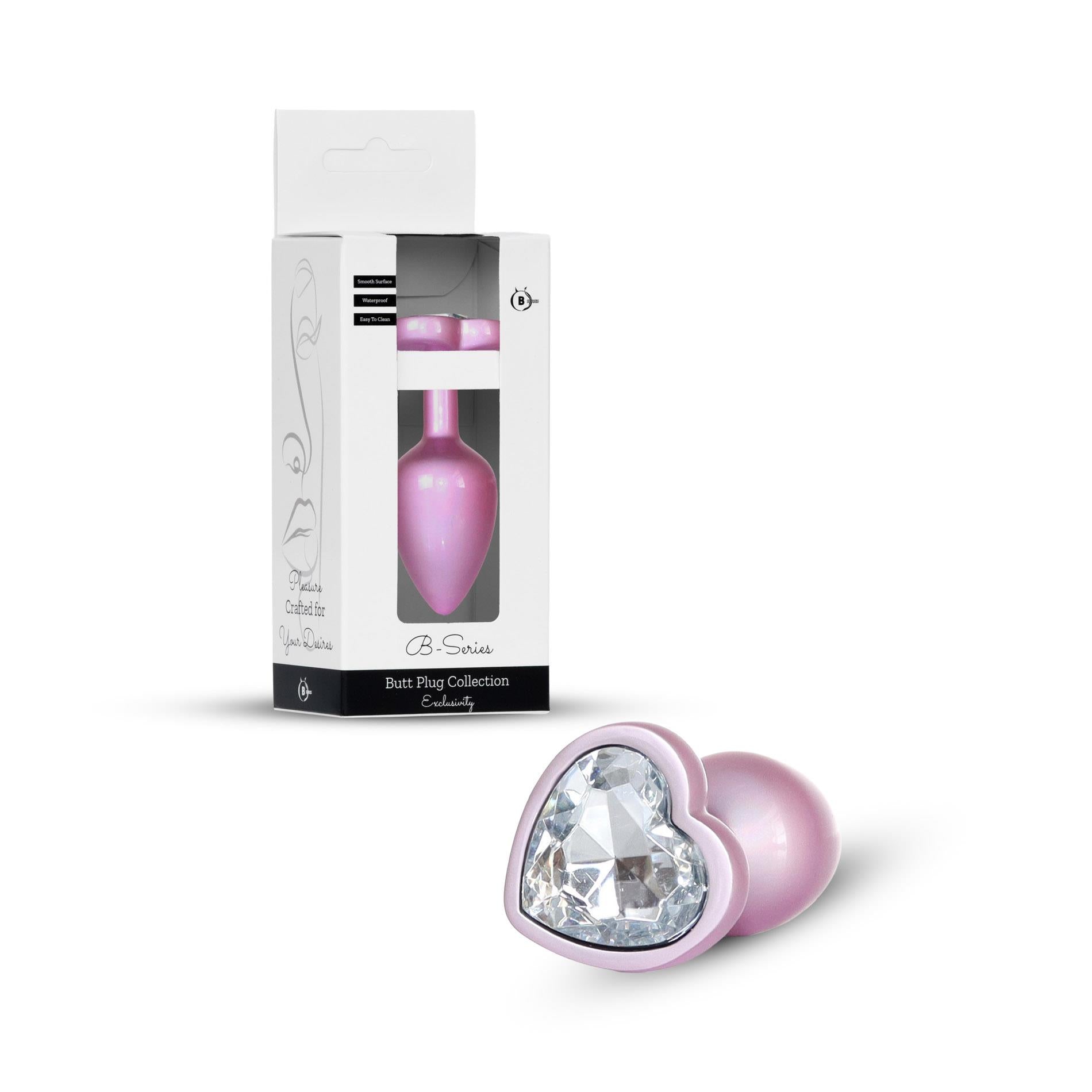 1-Plug-Jewellery Pearl Pink Heart PLUG- Clear S-1