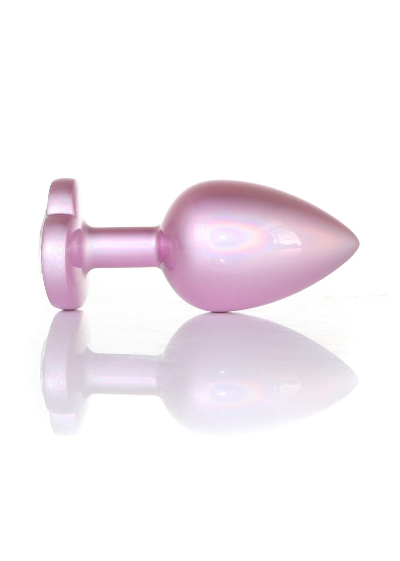 2-Plug-Jewellery Pearl Pink Heart PLUG- Clear L-2
