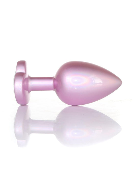 2-Plug-Jewellery Pearl Pink Heart PLUG- Clear L-2