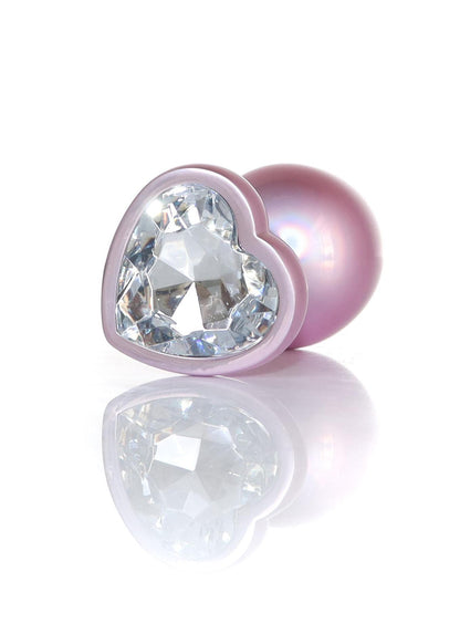 3-Plug-Jewellery Pearl Pink Heart PLUG- Clear L-3