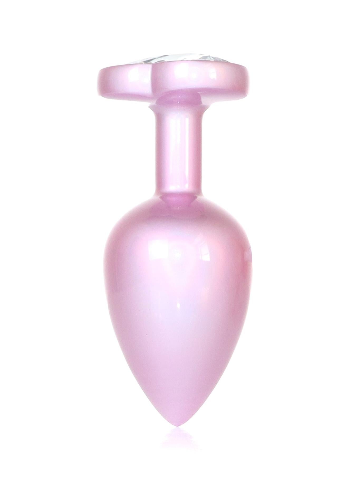 4-Plug-Jewellery Pearl Pink Heart PLUG- Clear L-4