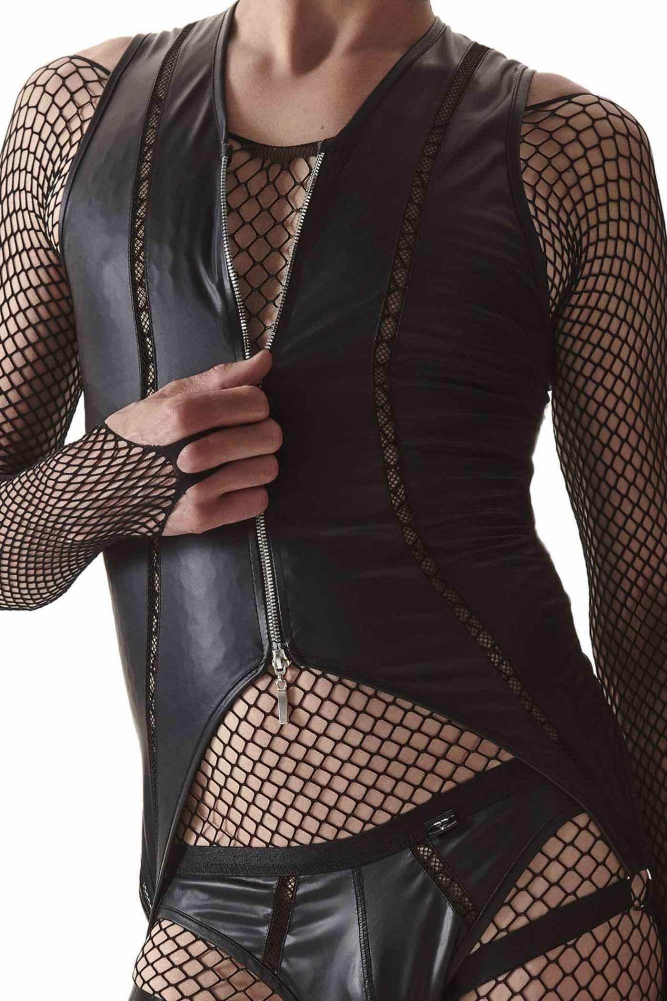 2-Seksowny kostium męski body + jockstrap wetlook M-2