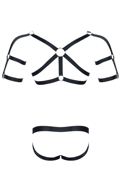 12-Męski komplet z gumy: t-shirt z ozdobami z tyłu i przodu, figi z otwartym tyłem xxl/xxxl-12