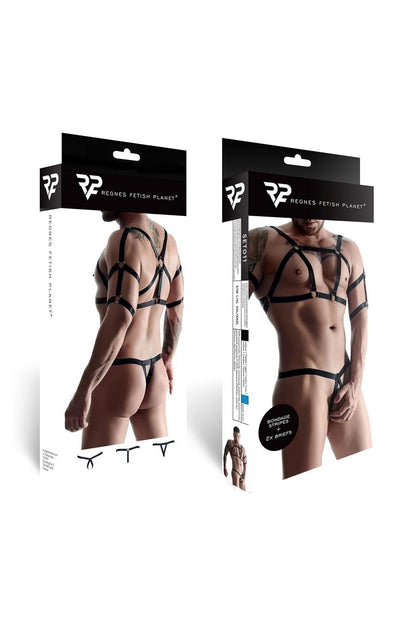 11-Męski komplet z gumy: t-shirt z ozdobami z tyłu i przodu, 2 pack stringi l/xl-11