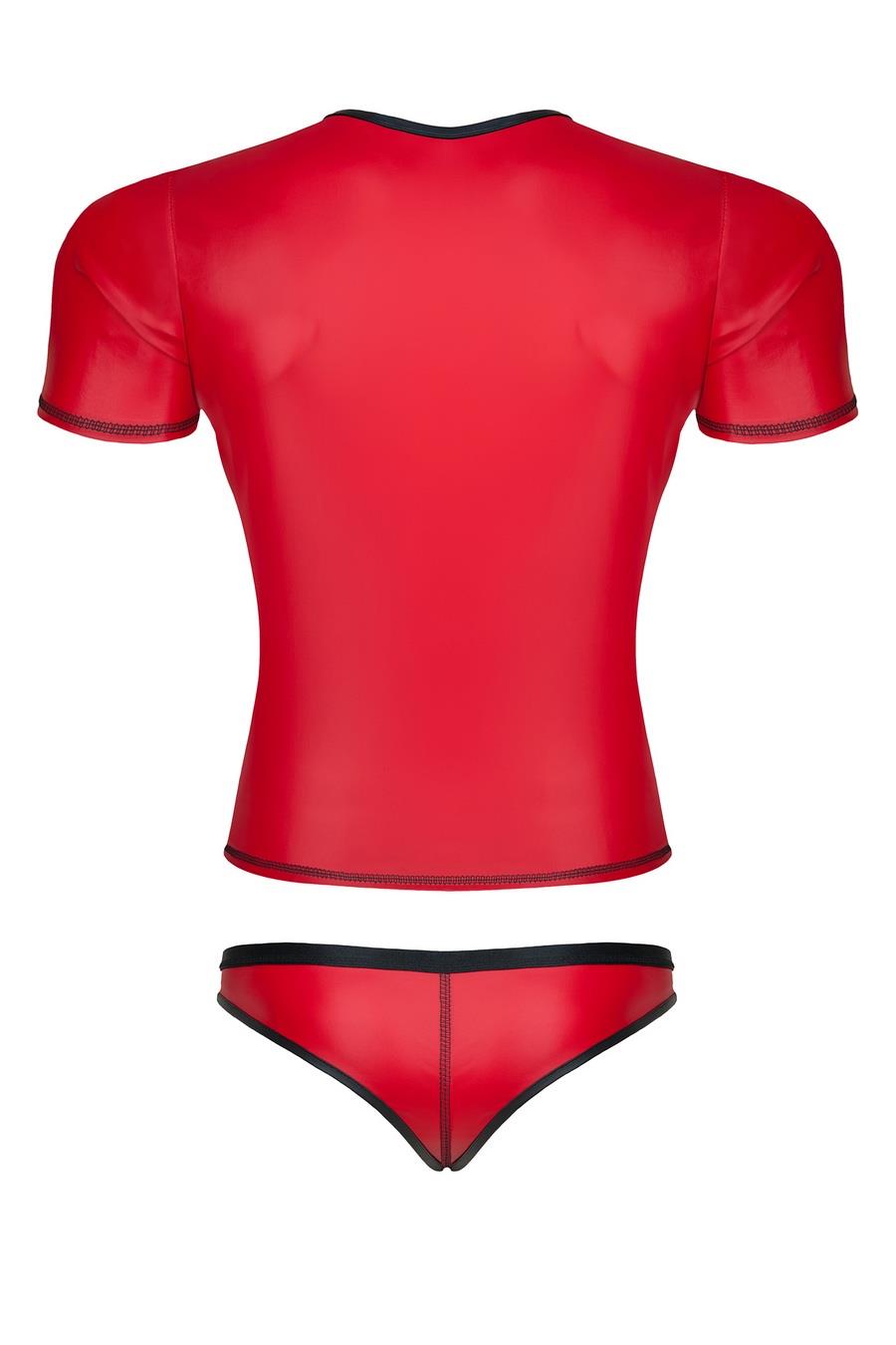 7-Męski komplet z wetlooka: t-shirt w serek, figi typu brazyliany s-7