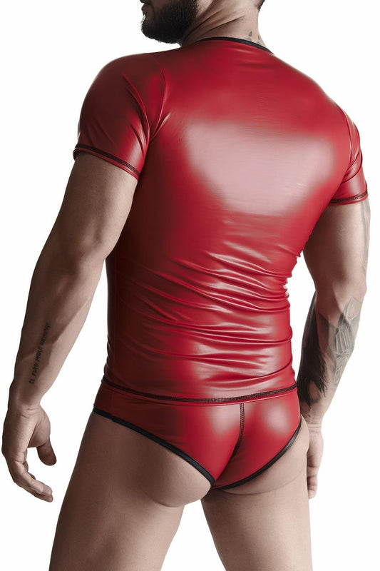 2-Męski komplet z wetlooka: t-shirt w serek, figi typu brazyliany xl-2