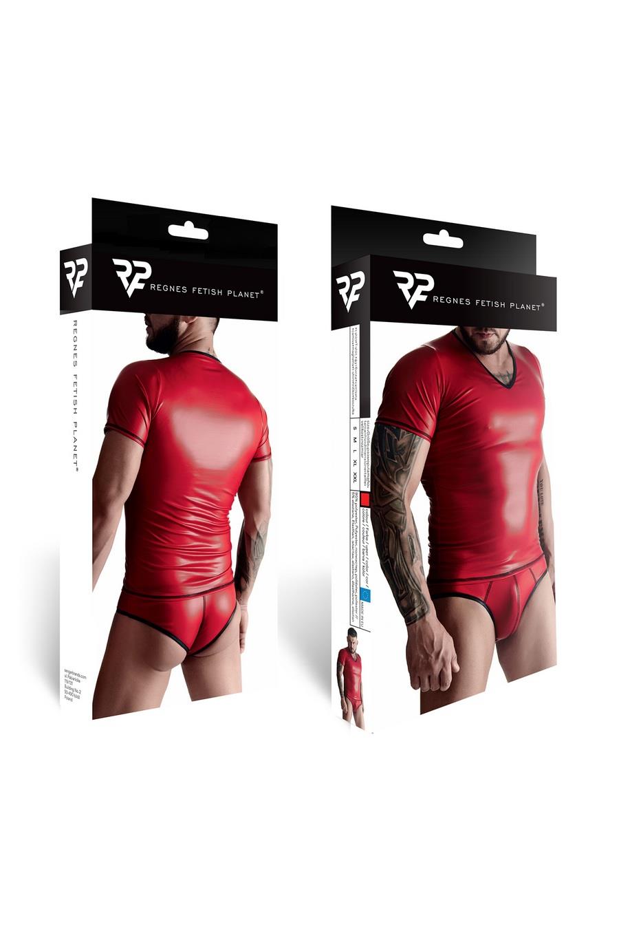 5-Męski komplet z wetlooka: t-shirt w serek, figi typu brazyliany xl-5