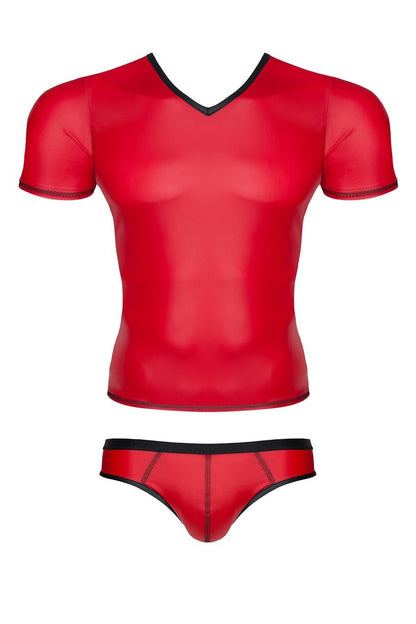 6-Męski komplet z wetlooka: t-shirt w serek, figi typu brazyliany xl-6