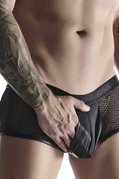 3-Męskie szorty z wetlooka i elastycznej siatki z otwartym tyłem xxl-3