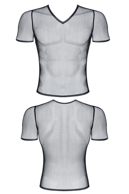3-Męski t-shirt z elastycznej siatki w serek xxl-3