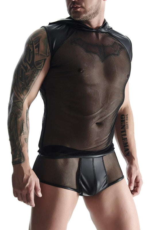 2-męski t-shirt bez rękawów, z kapturem L-2