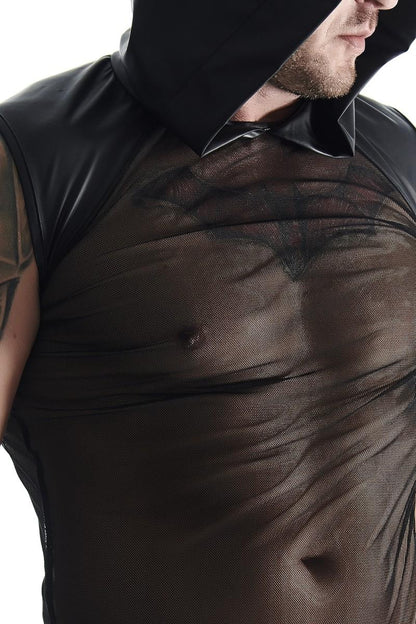 3-męski t-shirt bez rękawów, z kapturem M-3