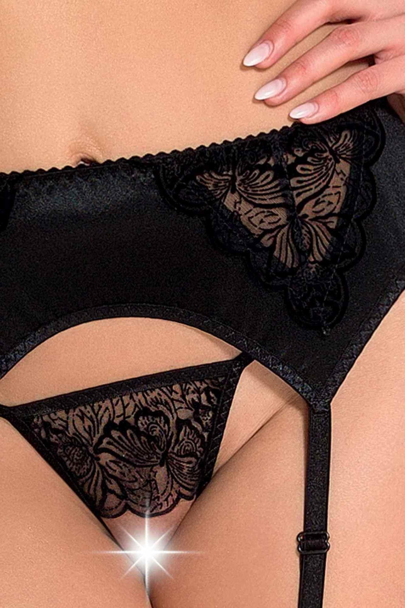 3-Bielizna-LAUREN SET WITH OPEN BRA black XXL/XXXL - Casmir-3