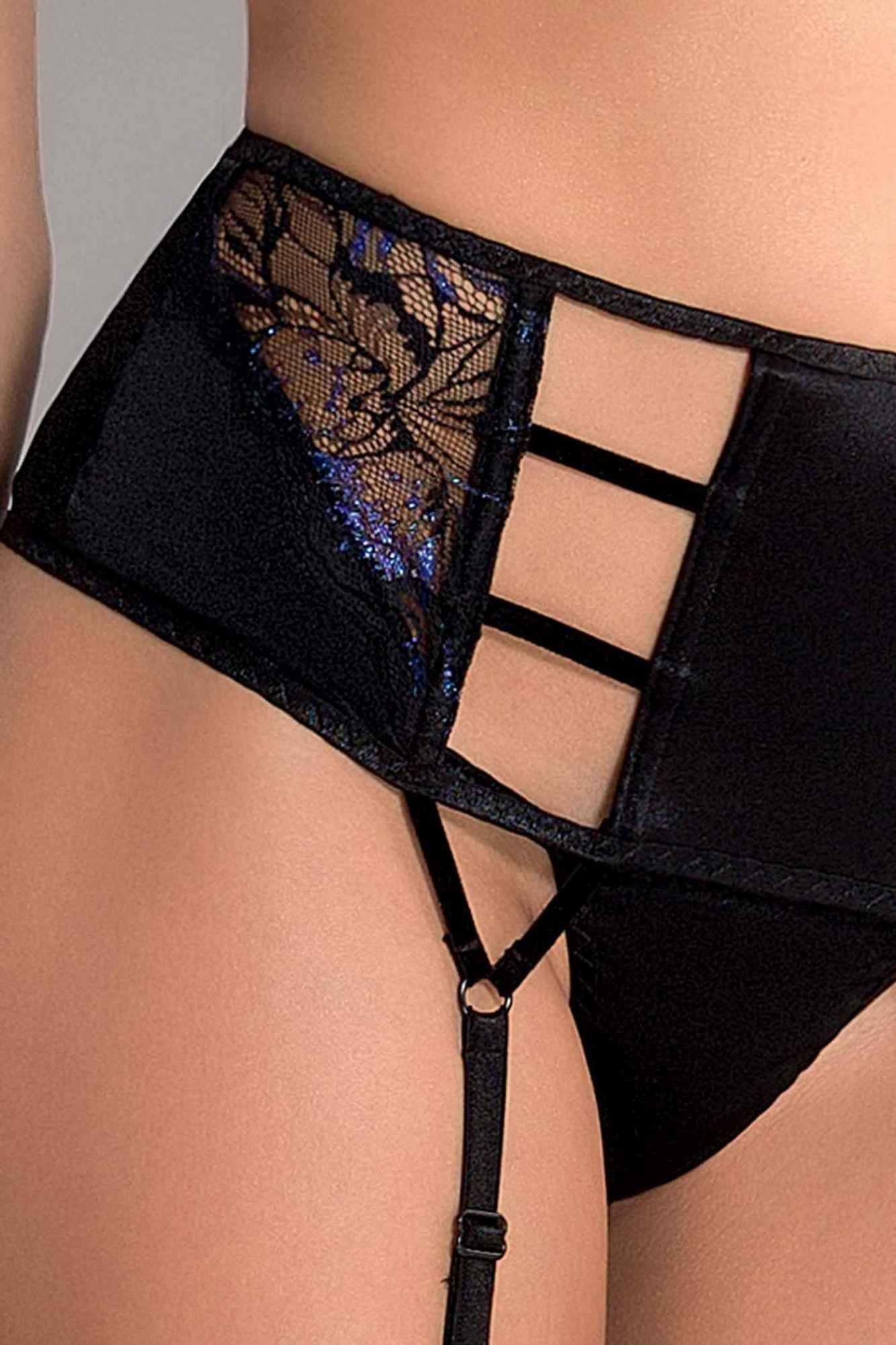 3-Bielizna-MEREDITH SET WITH OPEN BRA black S/M - Casmir-3
