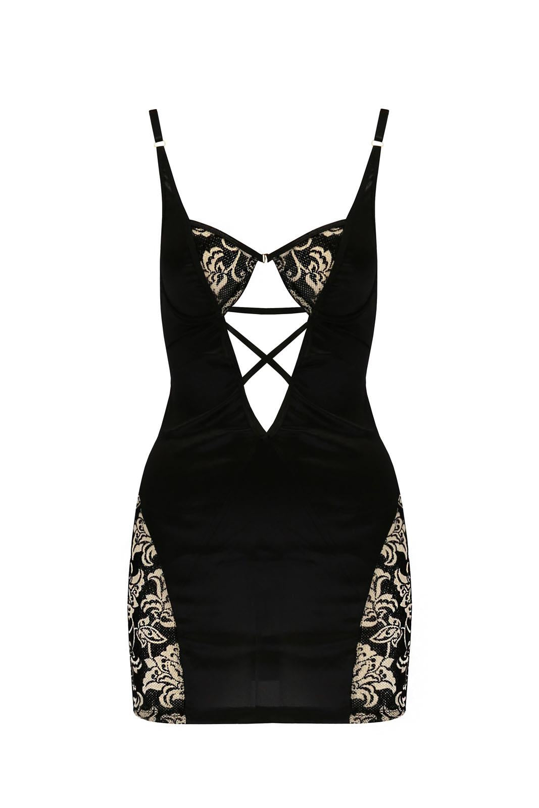 3-Bielizna-VICTORIA CHEMISE black S/M - Casmir-3
