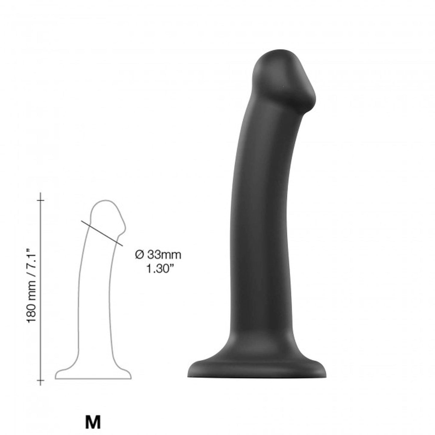3-Gładkie czarne dildo miękkie z przyssawką 18 cm-3