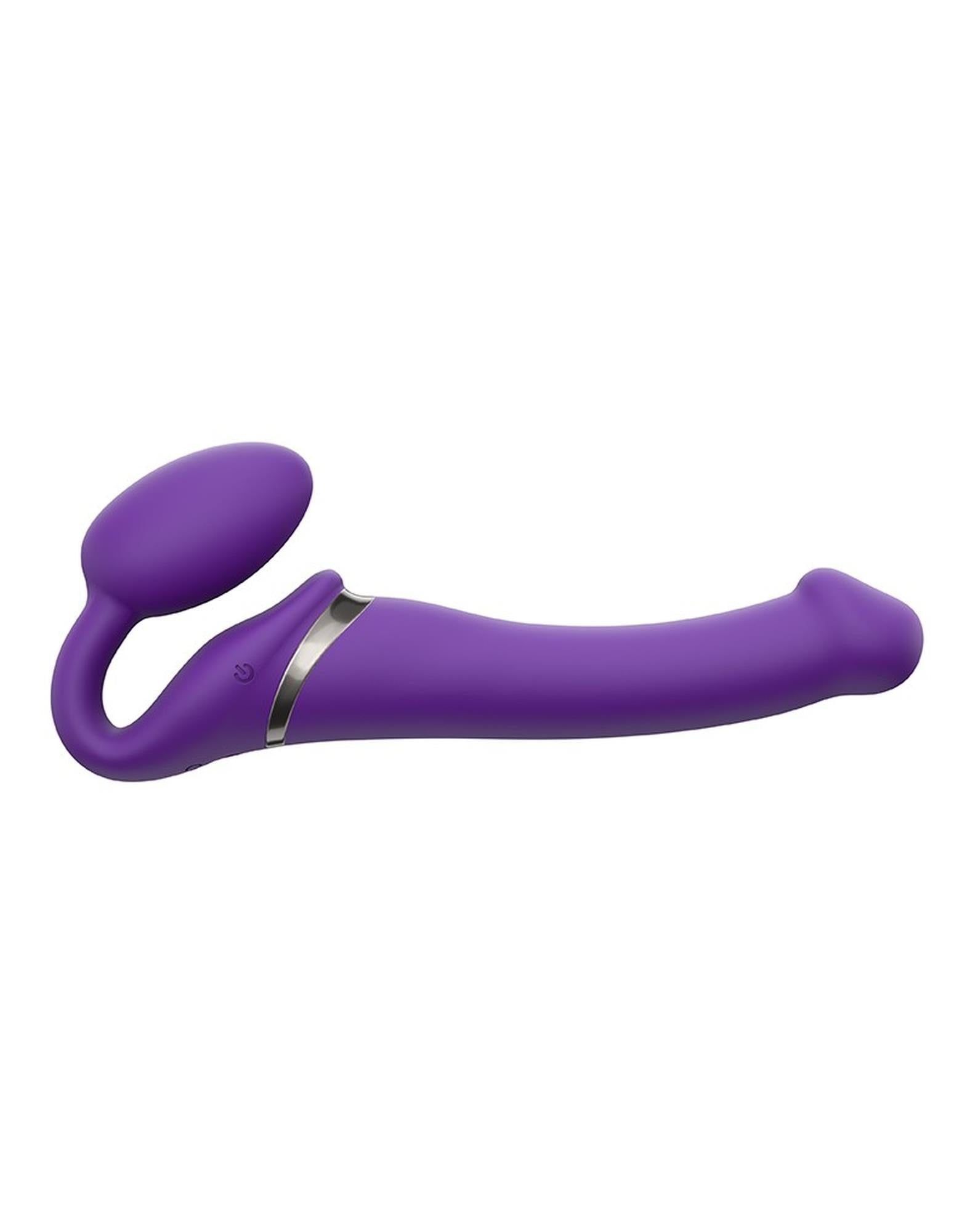 1-Wodoodporny wibrujący strap-on silikonowy fiolet-1