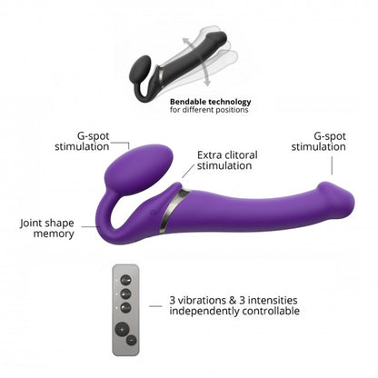 6-Wodoodporny wibrujący strap-on silikonowy fiolet-6