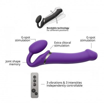 5-Wodoodporny wibrujący strap-on silikonowy fiolet-5