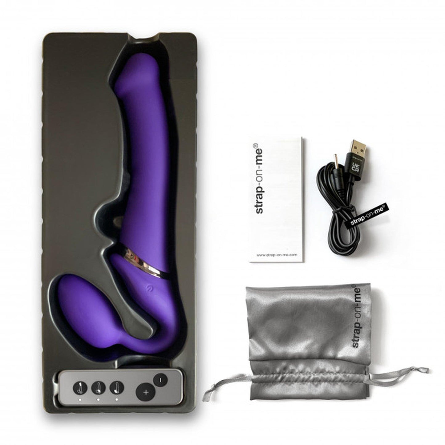 9-Wodoodporny wibrujący strap-on silikonowy fiolet-9
