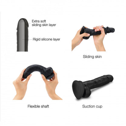 3-Dildo realistyczne sliding skin black s-3