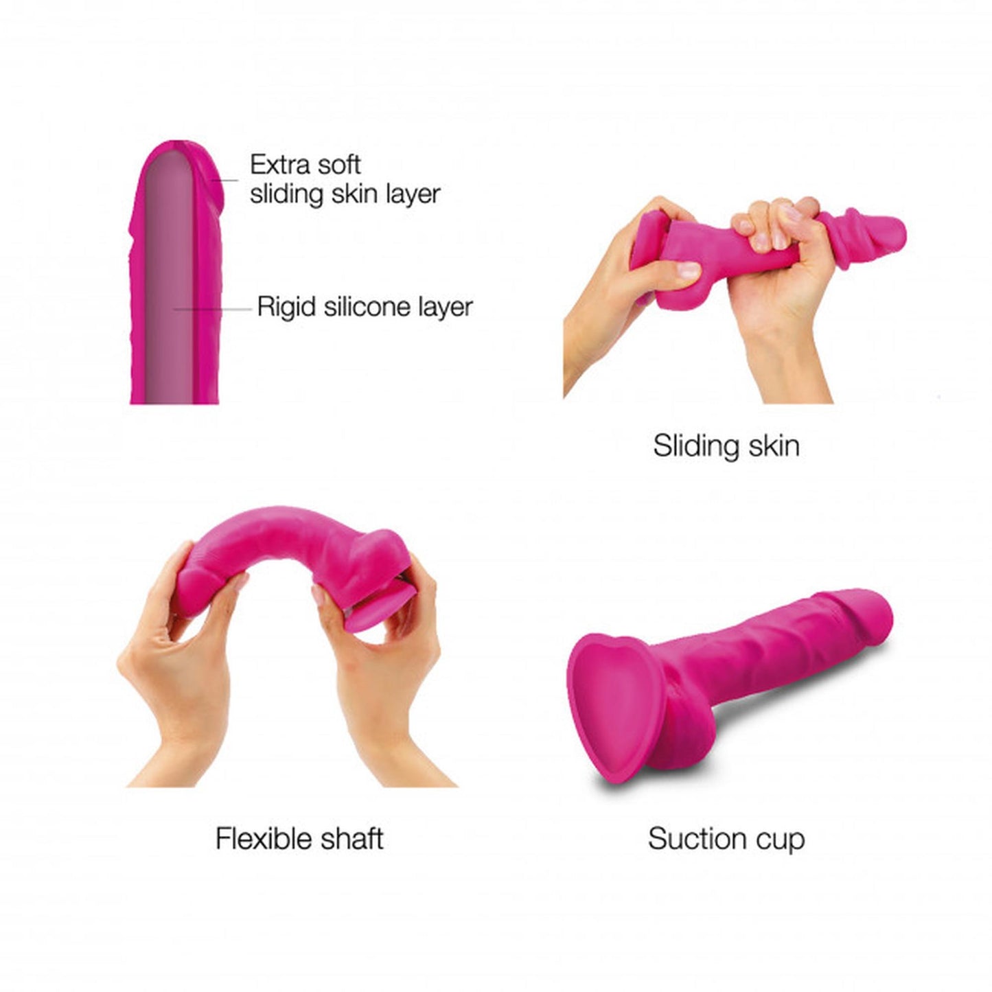 3-Realistyczne dildo sliding skin fushia s-3