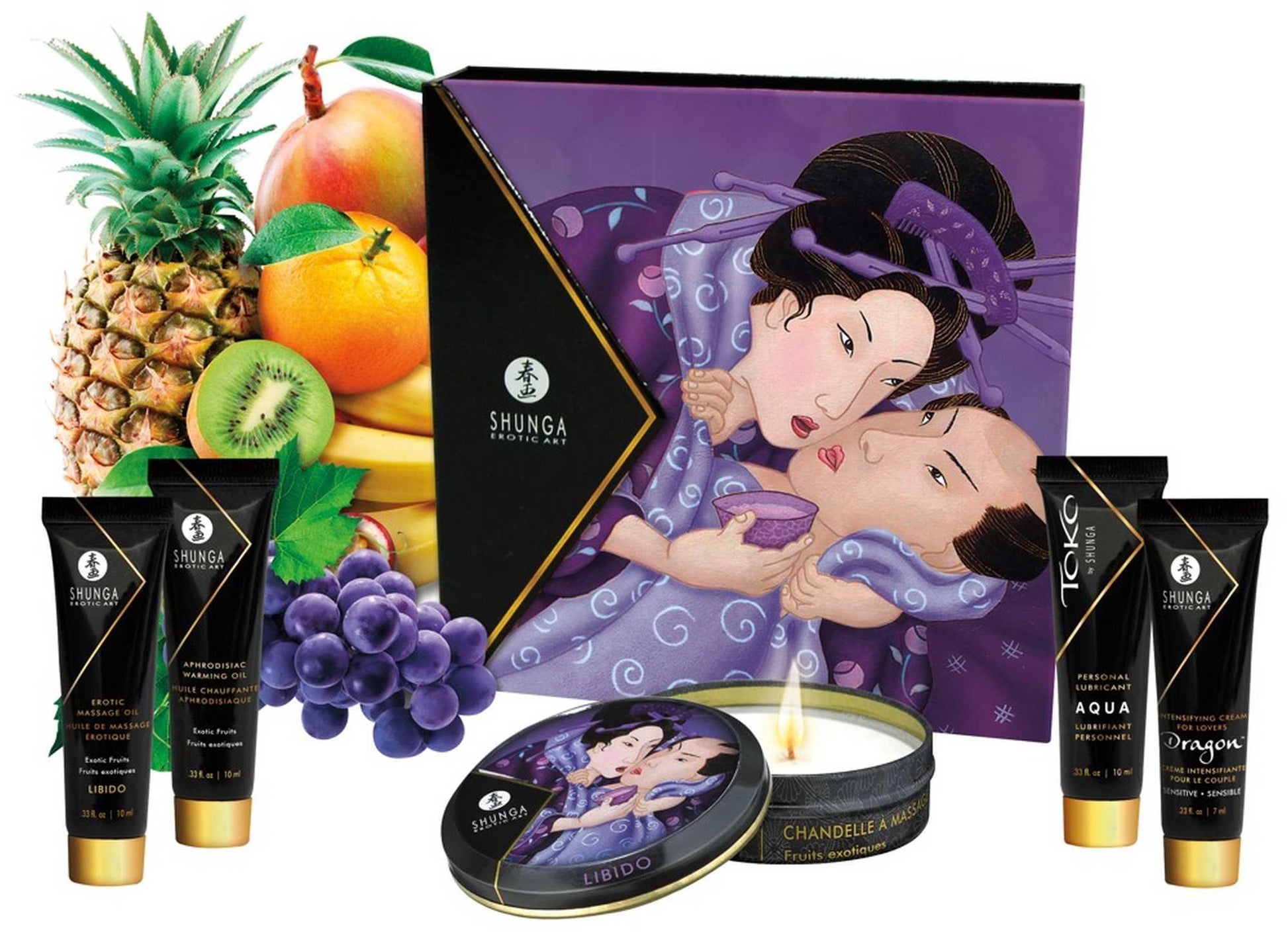 1-Zestaw świeca olejek żel do masażu Shunga exotic-1