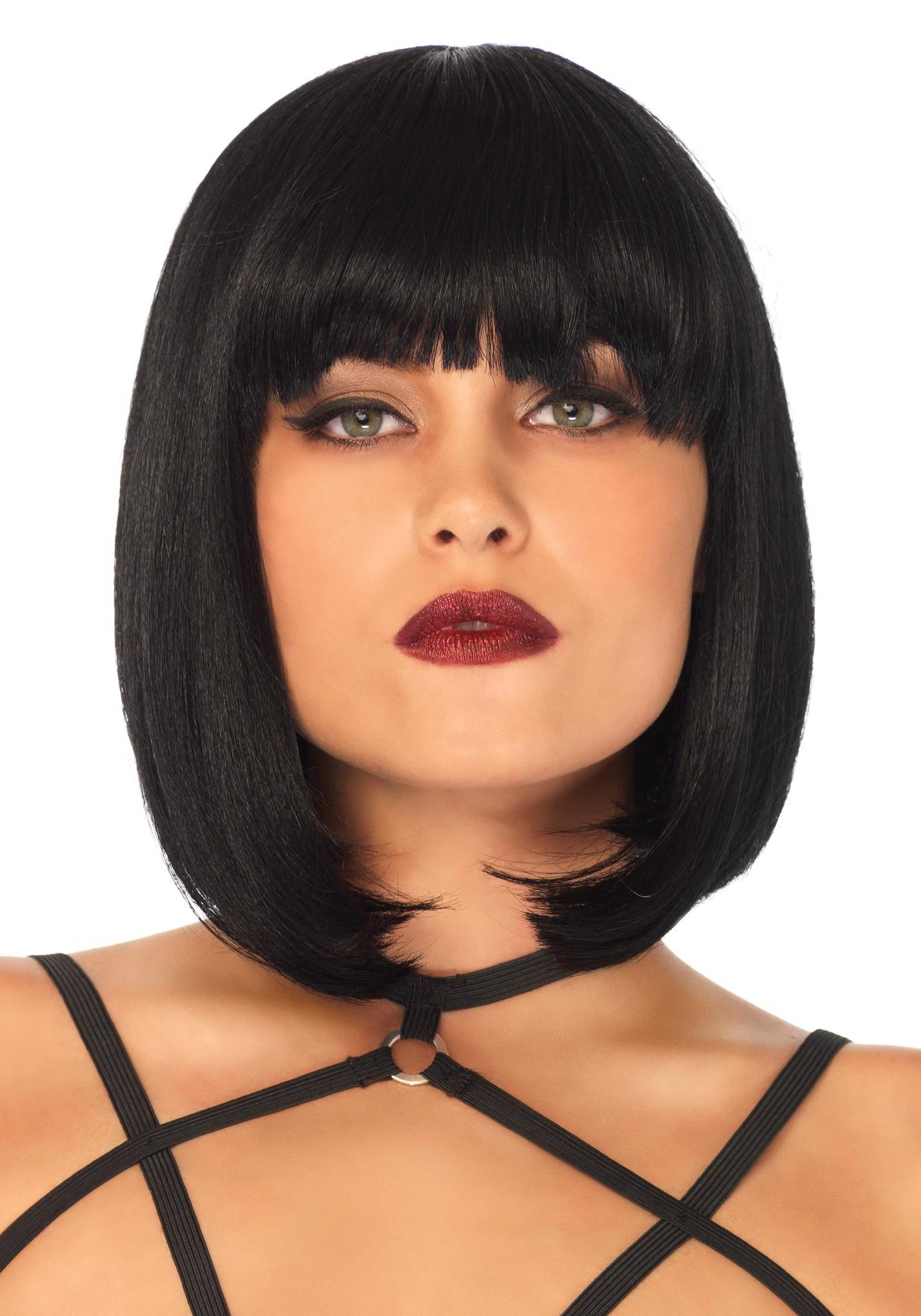 1-Short natural bob wig Black-1