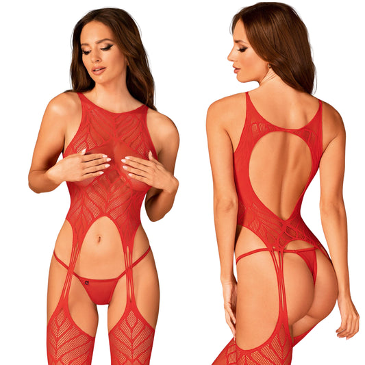 1-Koronkowe bodystocking erotyczny czerwone  XL/XXL-1