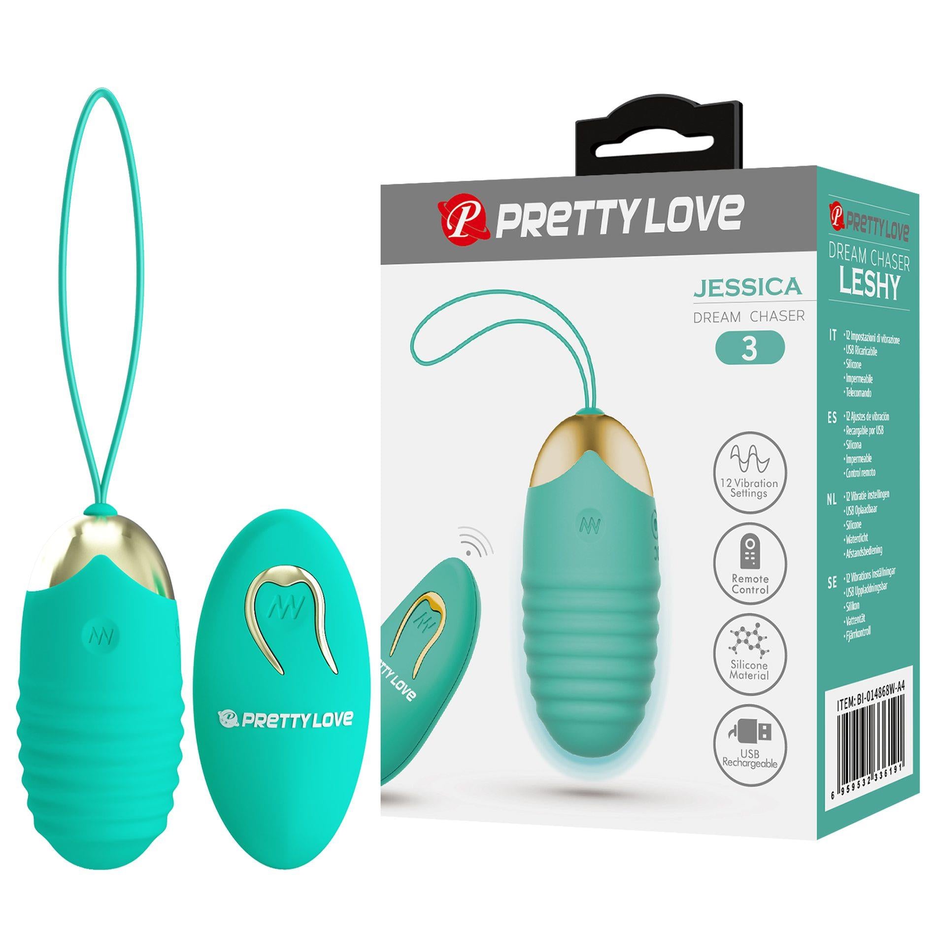 1-PRETTY LOVE - JESSICA Dream chaser 3, Green, Wireless remote control 12 vibration functions-1