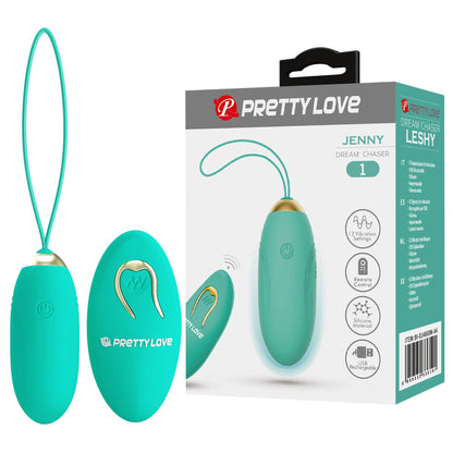 1-Wibrujące jajeczko -PRETTY LOVE - JENNY Dream chaser 1, Green, Wireless remote control 12 vibration functions-1