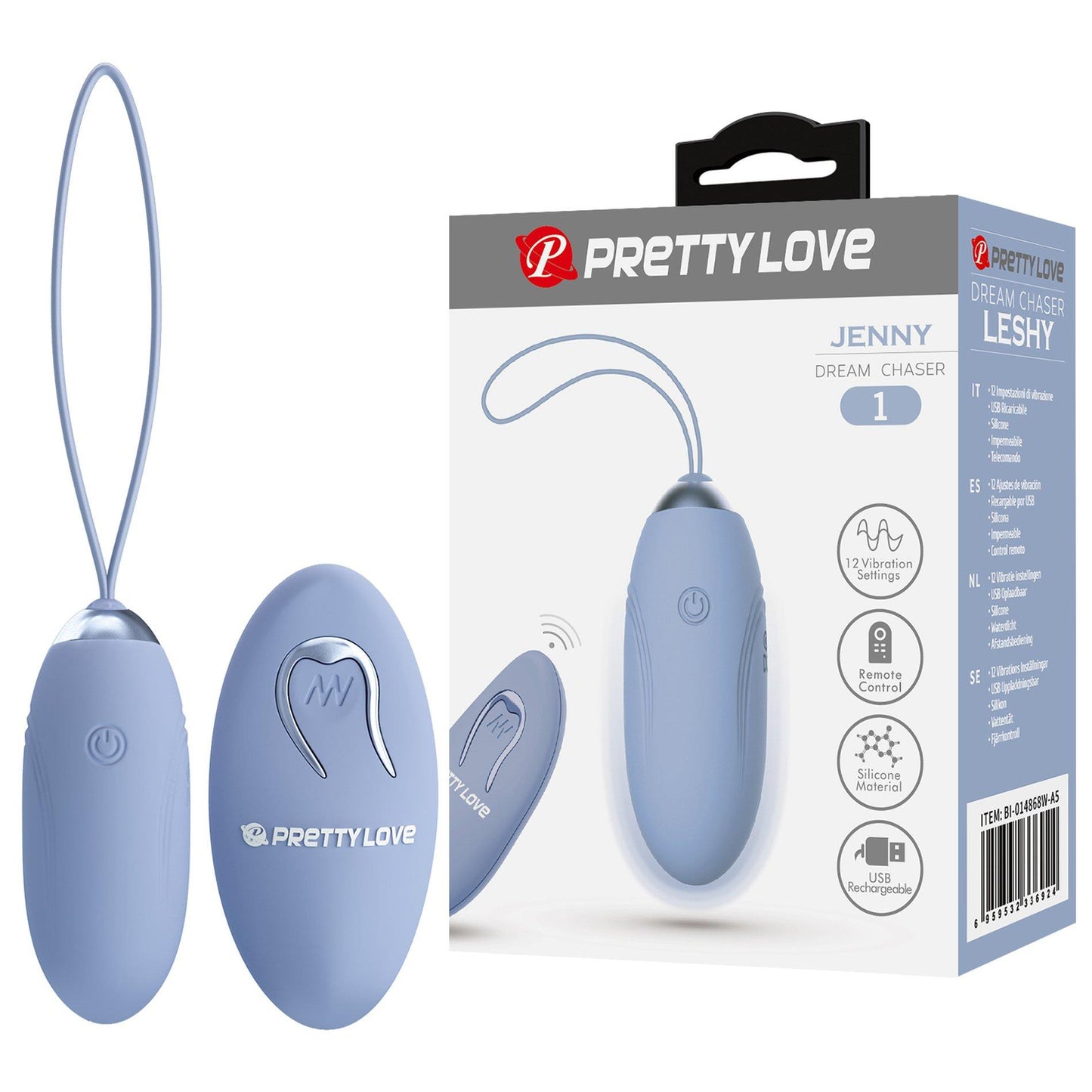 1-PRETTY LOVE - JENNY Dream chaser 1, Blue, Wireless remote control 12 vibration functions-1