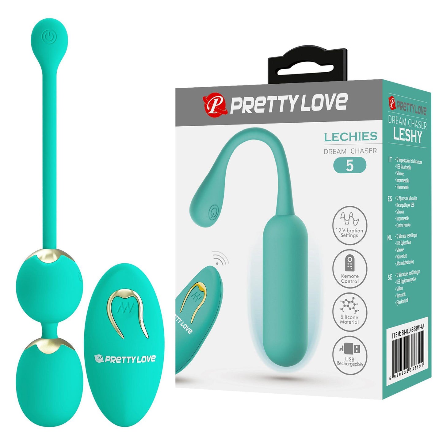 1-PRETTY LOVE - LECHIES  Dream chaser 5, Green, Wireless remote control 12 vibration functions Memory function-1