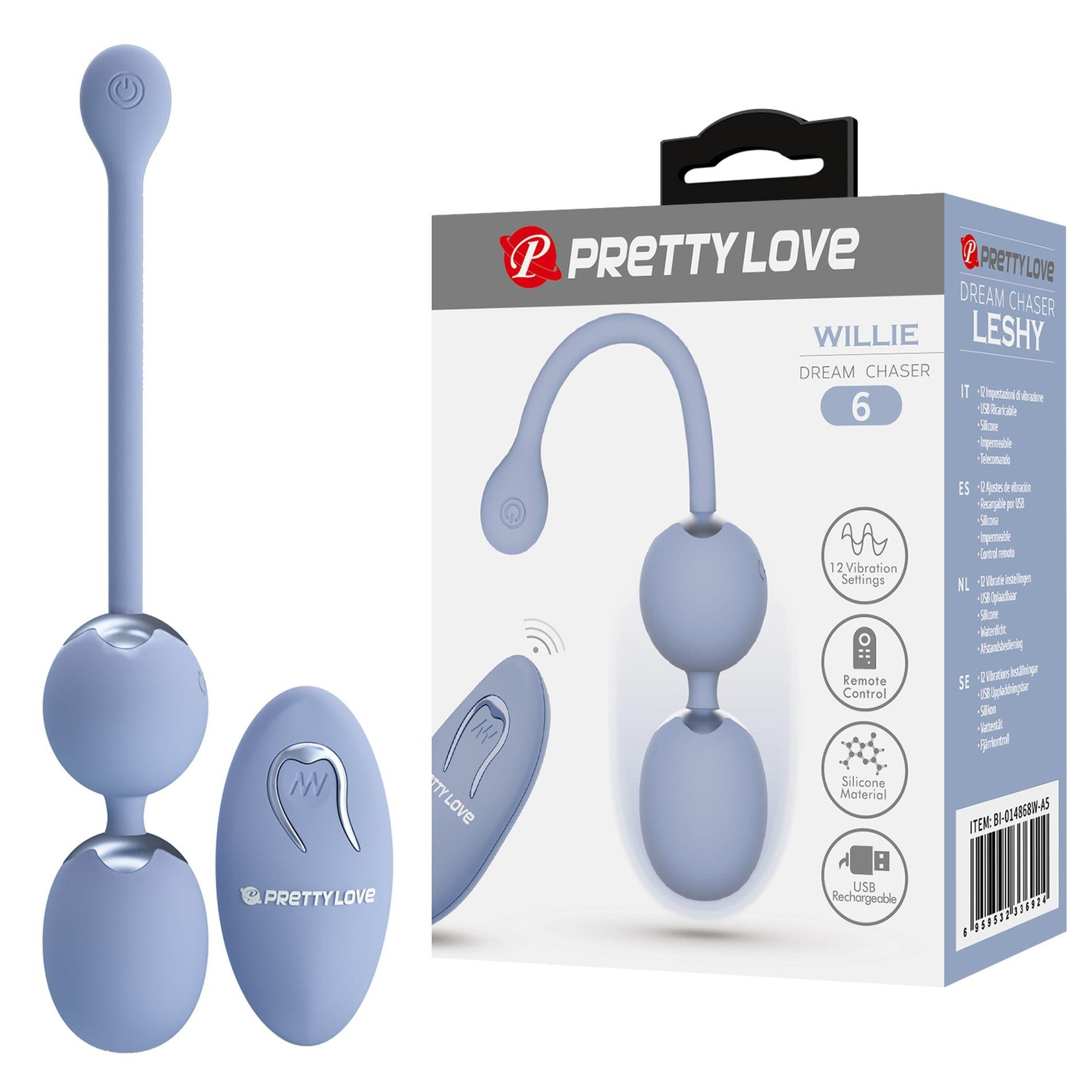1-PRETTY LOVE - WILLIE Dream chaser 6, Blue, Wireless remote control 12 vibration functions Memory function-1