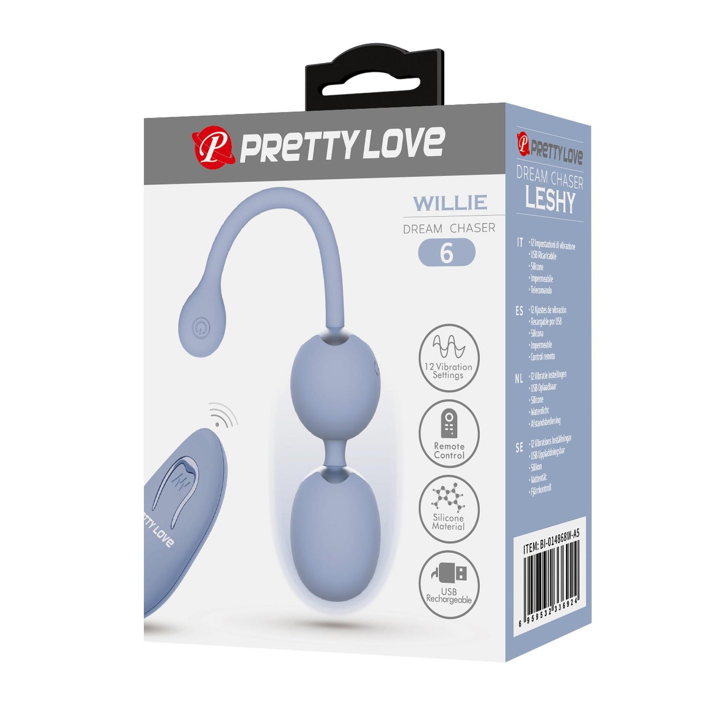 8-PRETTY LOVE - WILLIE Dream chaser 6, Blue, Wireless remote control 12 vibration functions Memory function-8
