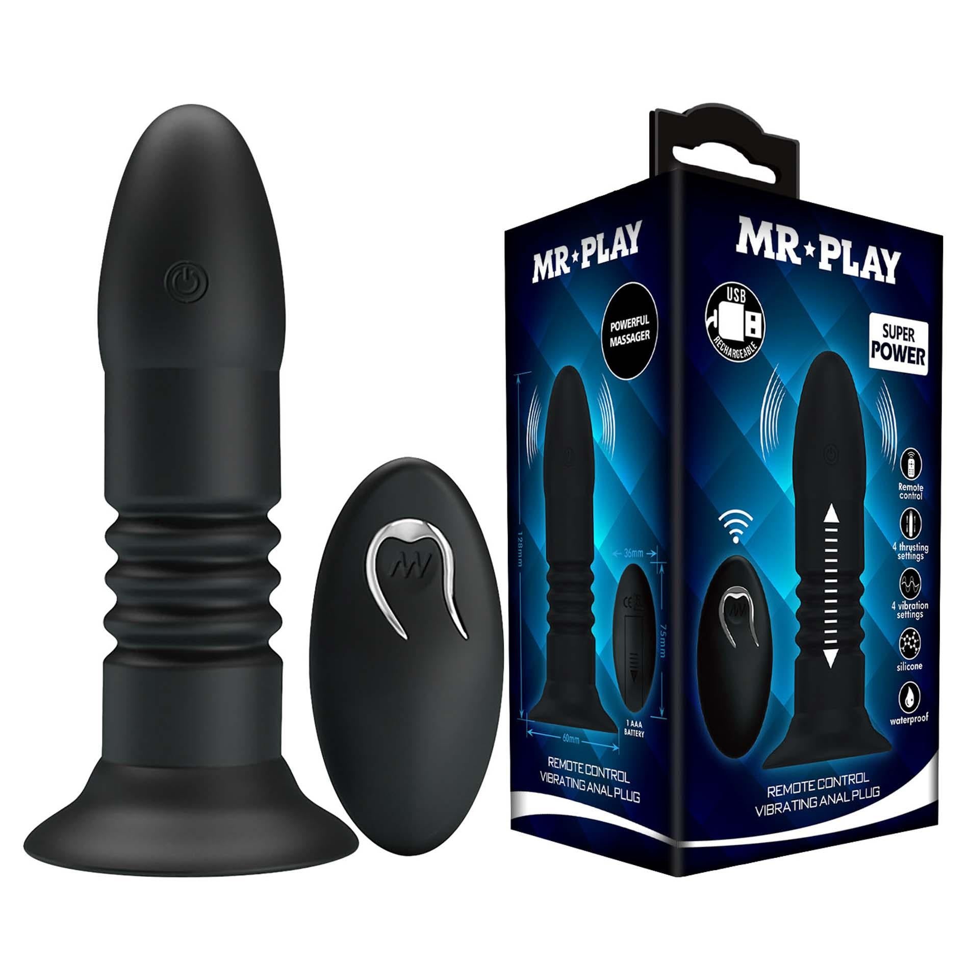 1-MR PLAY - VIBRATING ANAL PLUG 4 vibrations 4 thrusting Remote Control-1