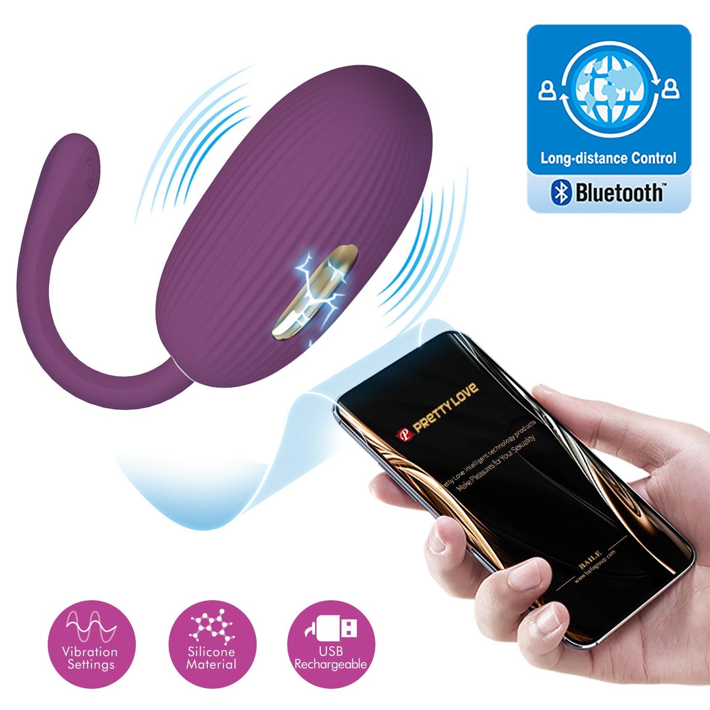 2-PRETTY LOVE - Doreen, 12 vibration functions 3 electric shock functions Mobile APP Long-distance Control-2