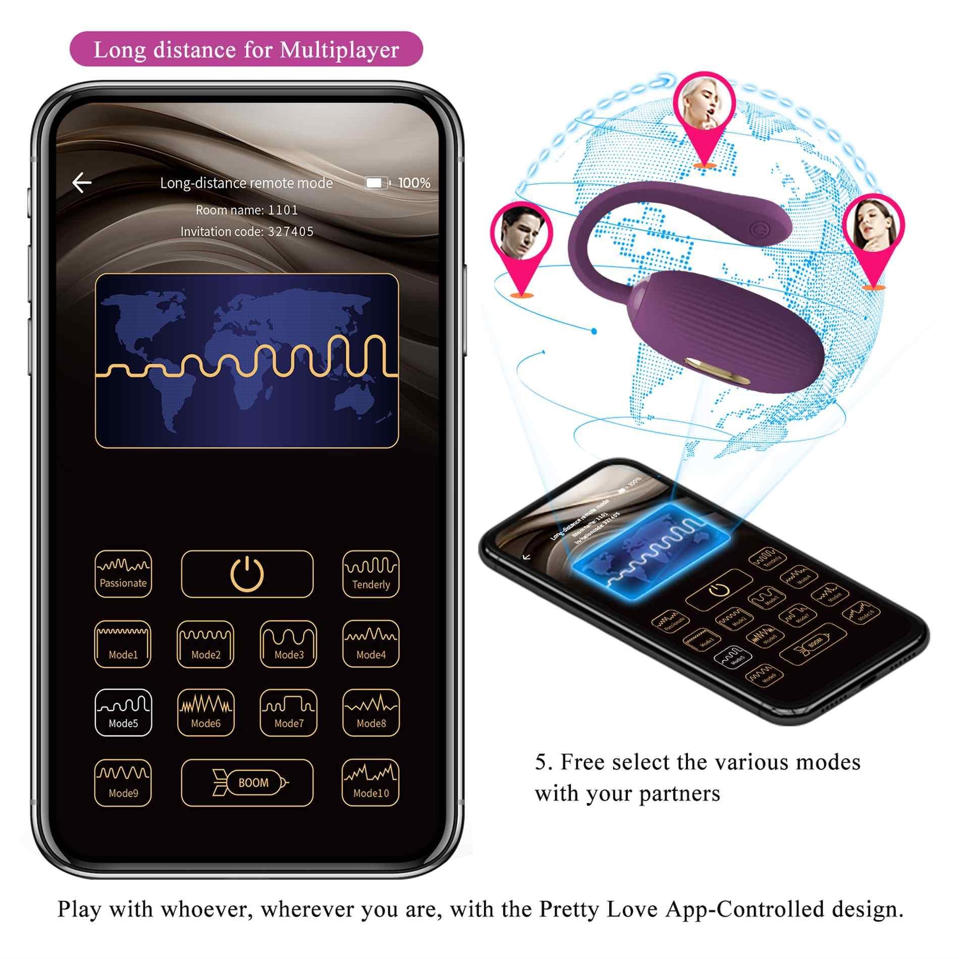 19-PRETTY LOVE - Doreen, 12 vibration functions 3 electric shock functions Mobile APP Long-distance Control-19