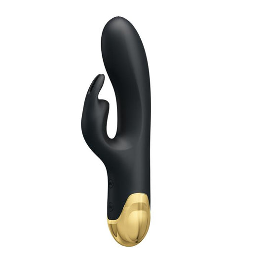1-Złocony wibrator z masażerem łechtaczki usb 19cm-1