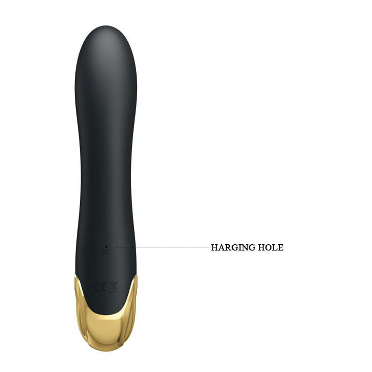 4-Złocony wibrator z masażerem łechtaczki usb 19cm-4